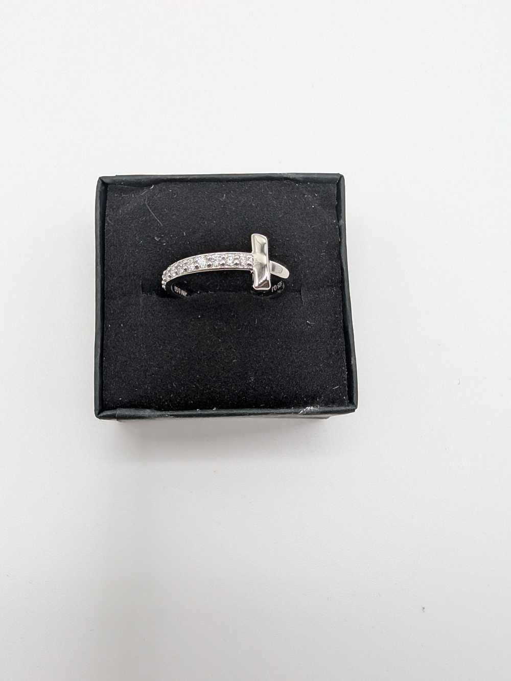 NWT Raad Jewelers D Color Lab Diamond Sideways Cross Ring 925 Silver Sz 8